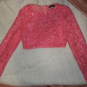SHEIN Pink Sequin Crop Top